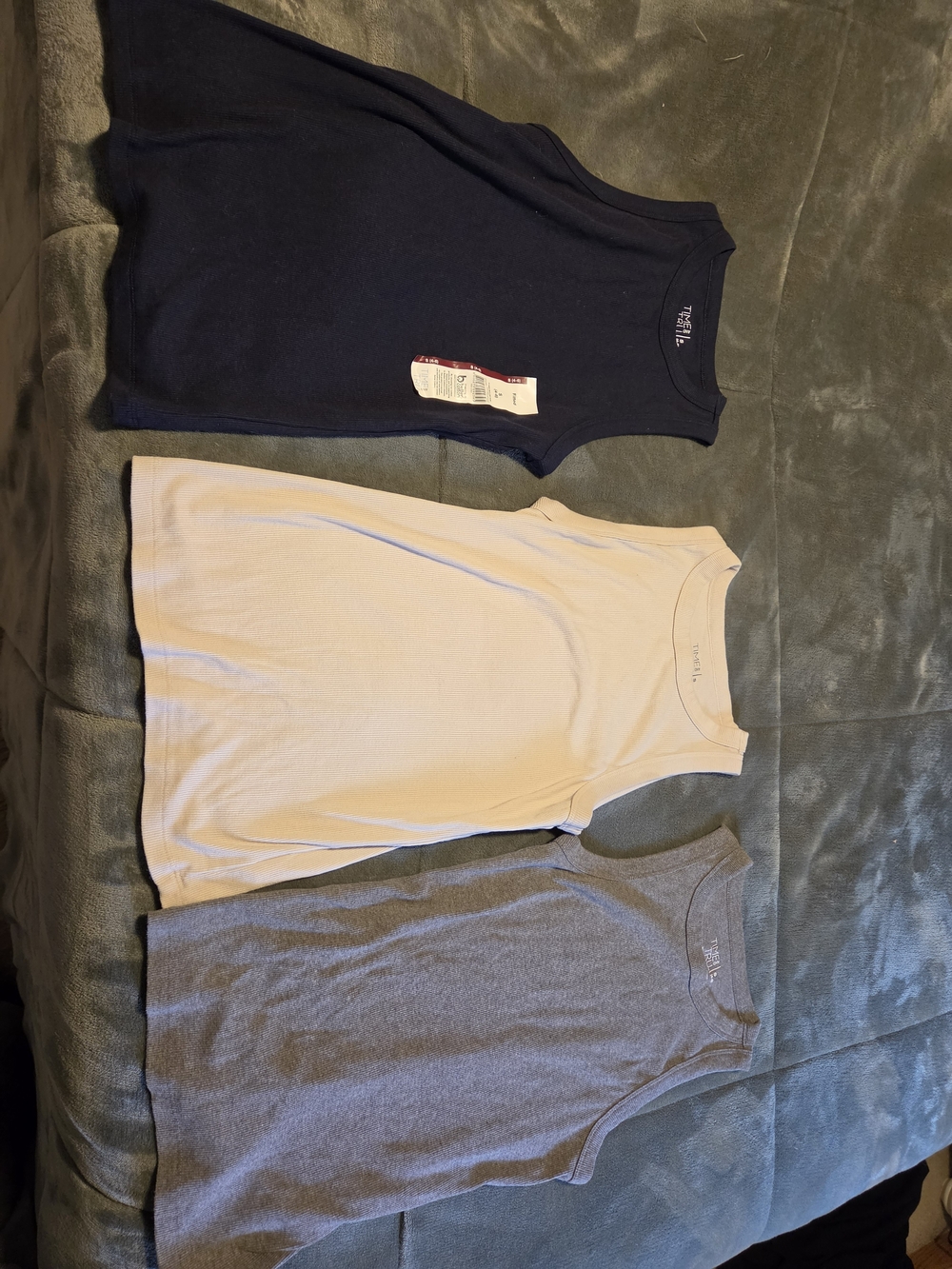 Time and Tru Kids Tank Tops - Navy, Cream & Gray 3-Pack